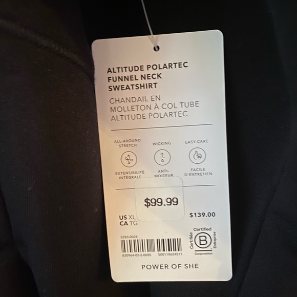 ATHLETA Polartec Funnel Neck Sweatshirt 
SIZE XL
BLACK - Picture 2 of 3